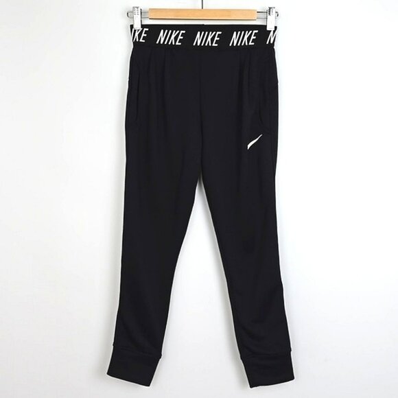 NIKE Dri-Fit Studio Girls Black Training Joggers Elastic Waist Pockets Size M - Picture 1 of 13